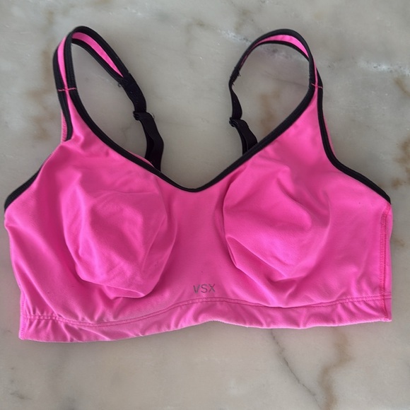 Victoria's Secret VSX Sport Bra 36D Vibrant Pink Padded Underwire Black Trim - Picture 10 of 12